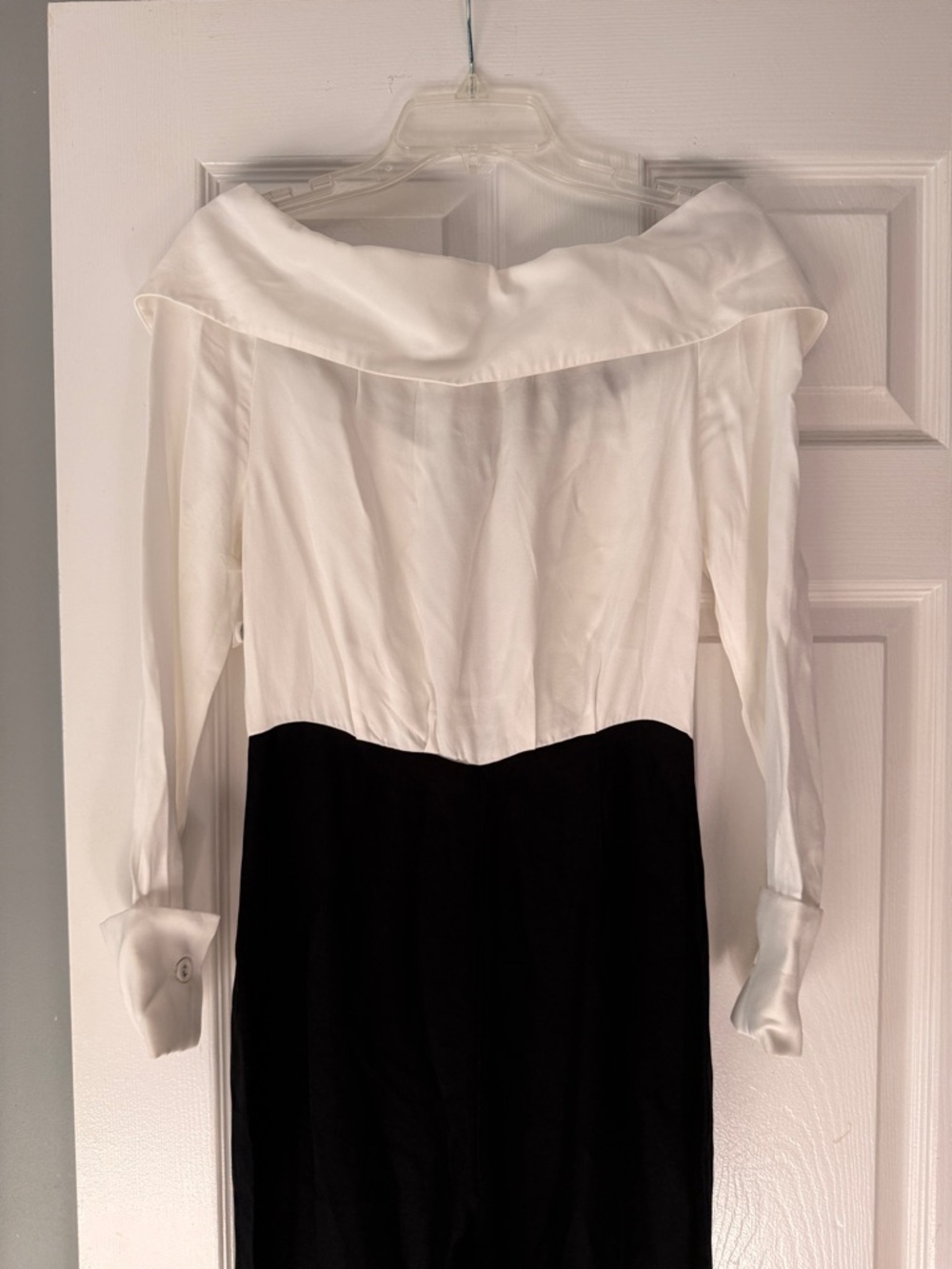 New STAUD Palladium Jumpsuit Off-Shoulder Two-Tone Jumpsuit - Black & White S/4 - Picture 10 of 15